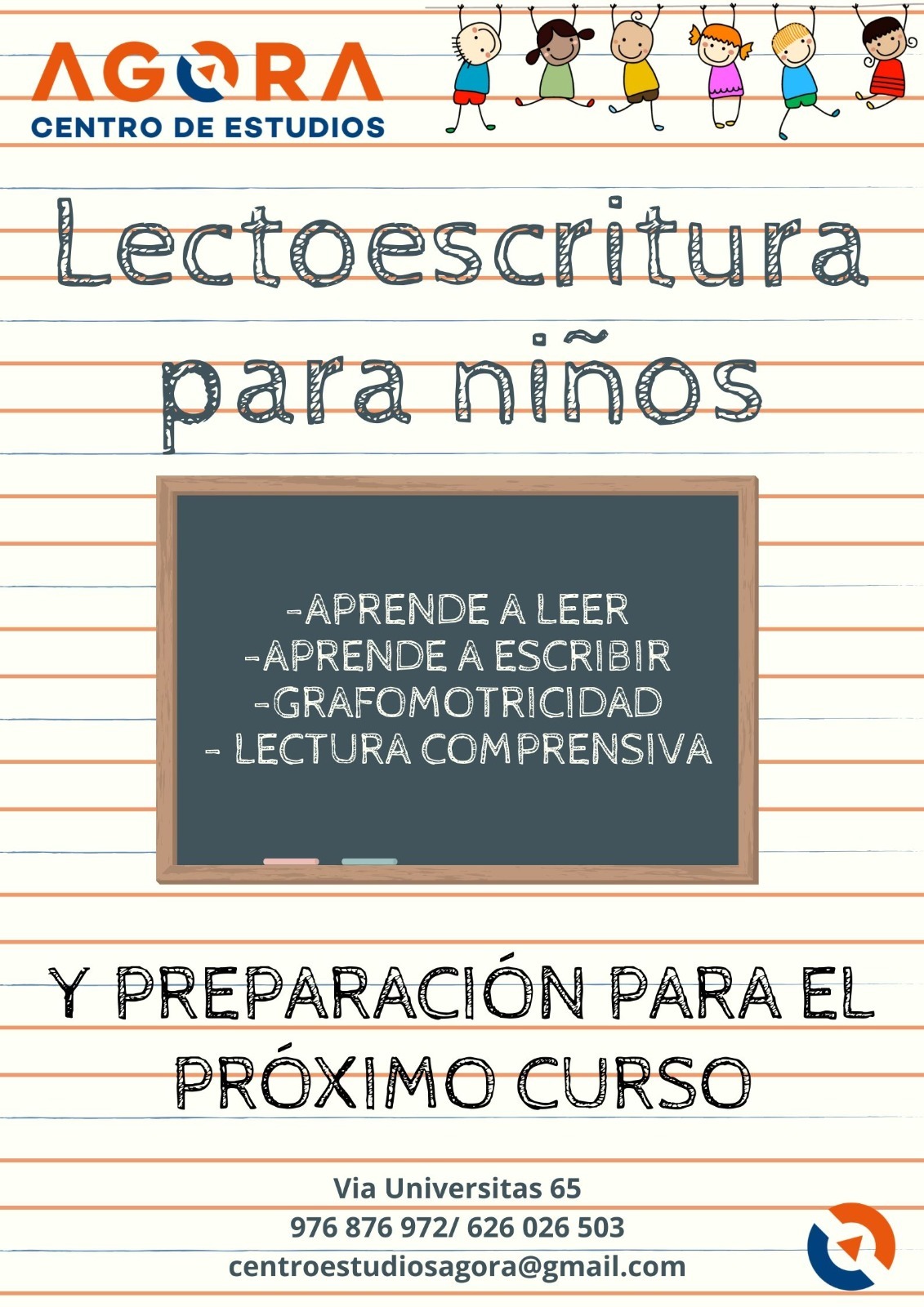 Lectoescritura y preparación del próximo curso en Zaragoza - de Estudios Agora